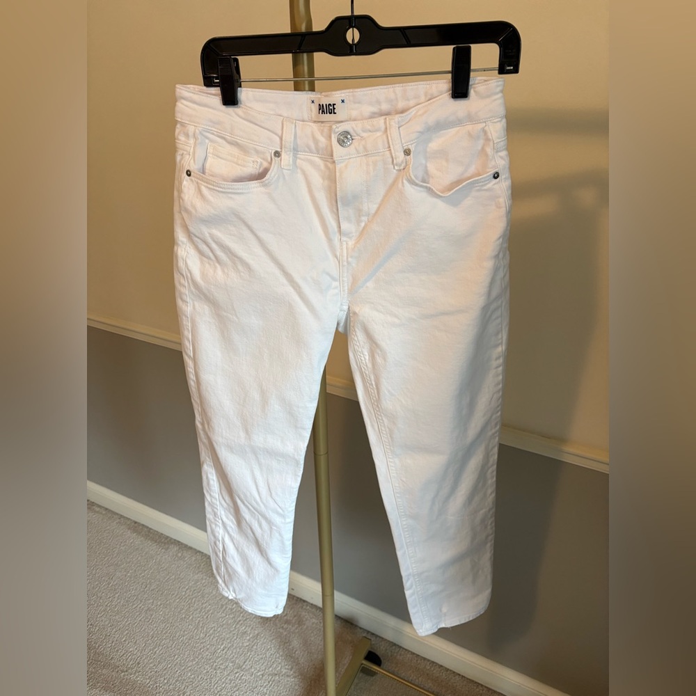 White Straight leg ankle length Denim Jeans